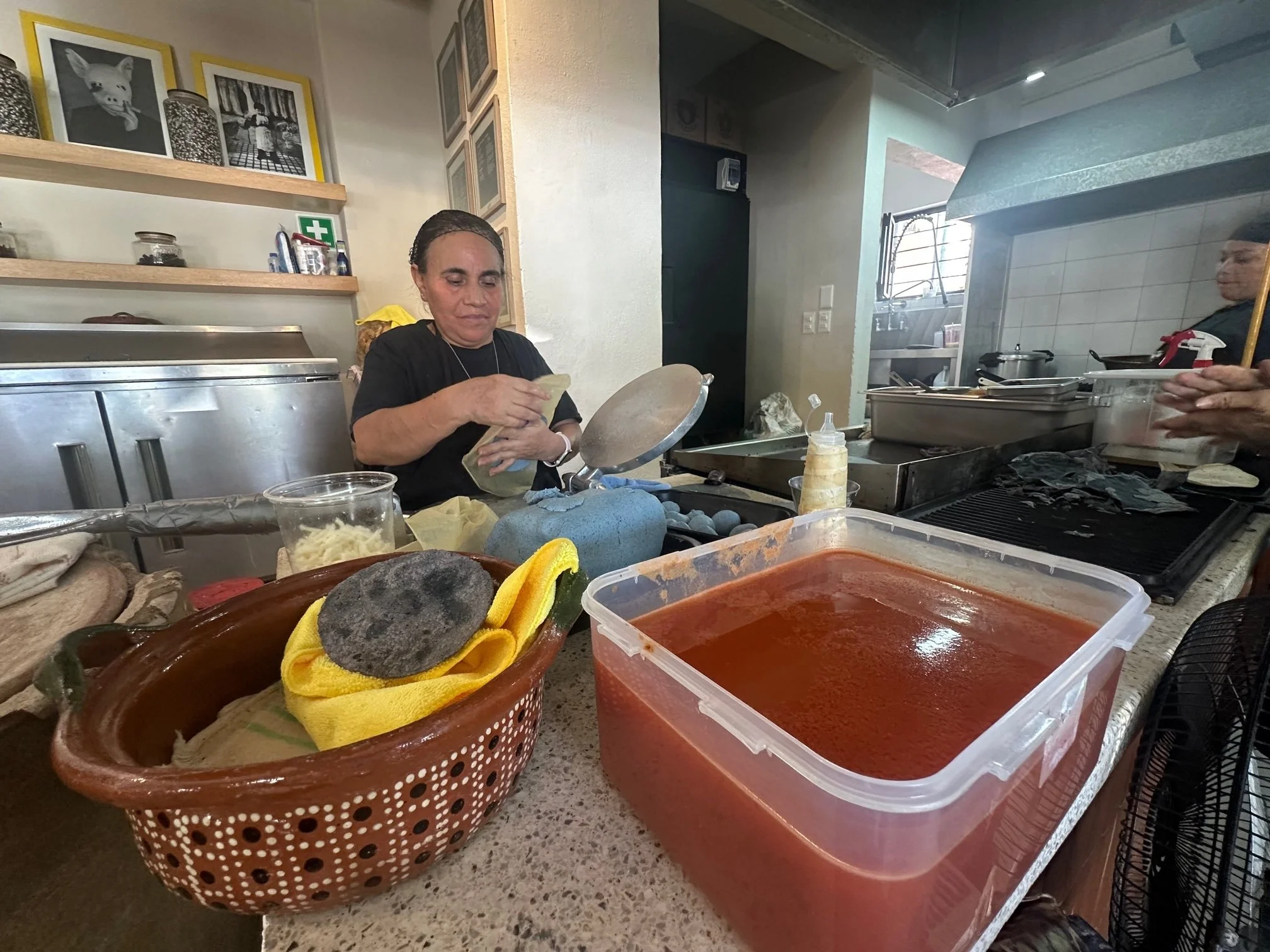   Hand-made blue corn tortillas with your pork belly taco? Si!  