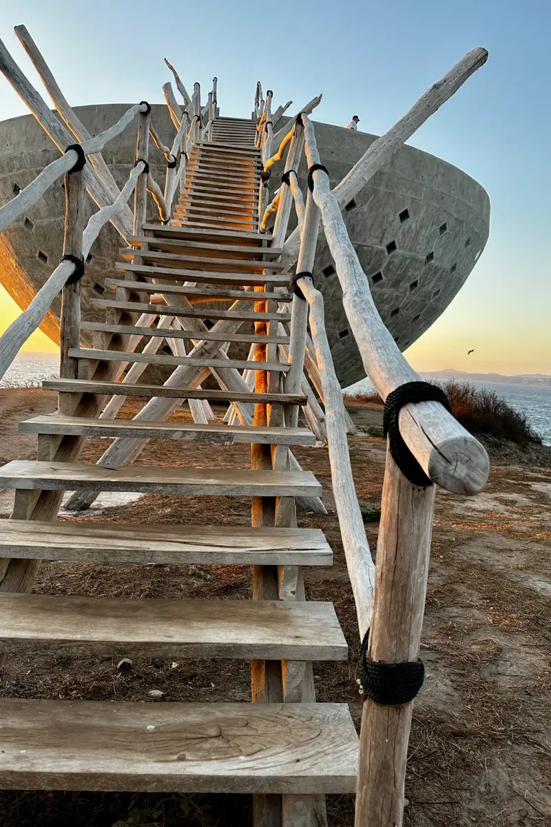 stairs leading up to the copa del sol on a cliff in careyes