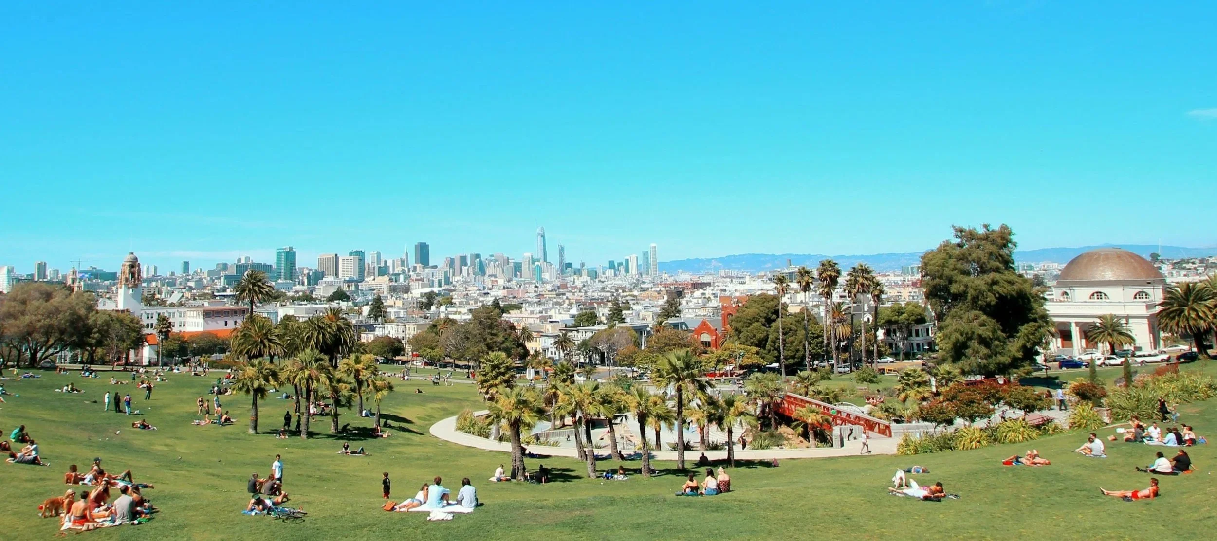 Dolores Park in San Francisco’s Mission District is a popular hang out spot, especially on sunny days
