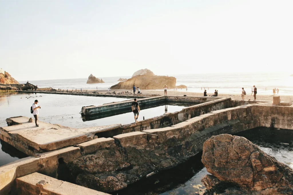 Sutro Baths ruins at sunset