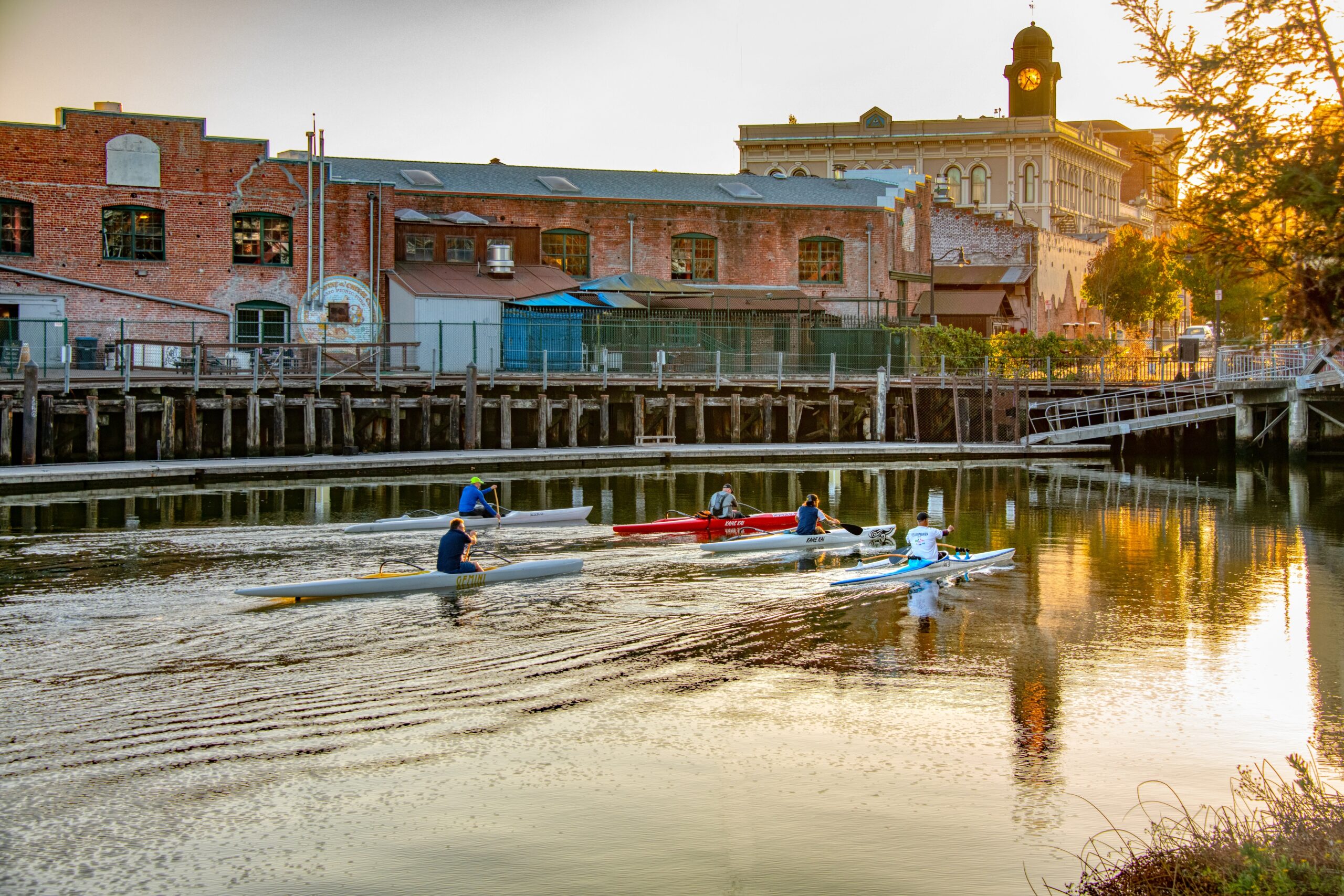 Kayaking on the Petaluma River at sunset is a relaxing way to spend an afternoon