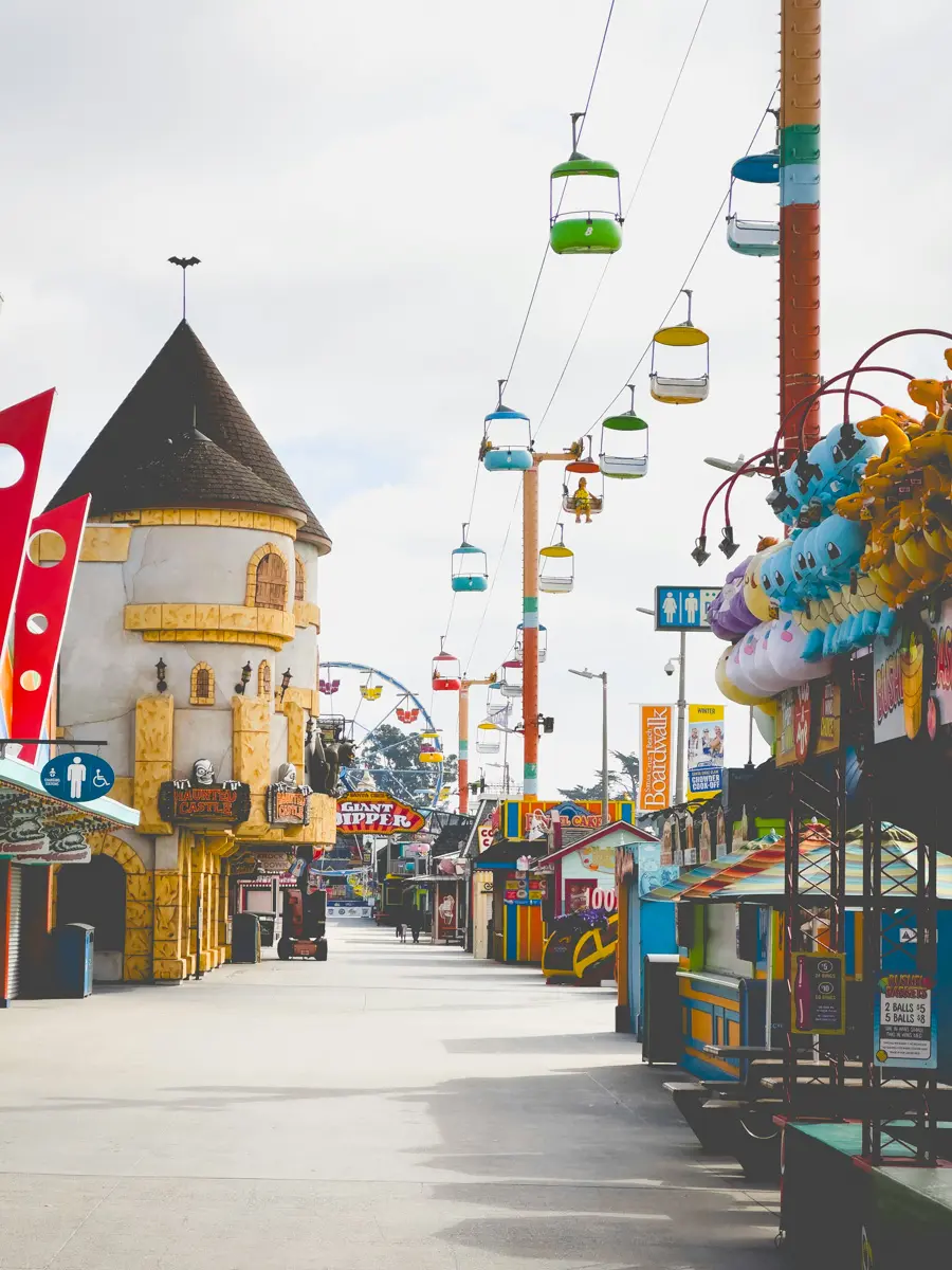 santa cruz boardwalk colorful games and rides