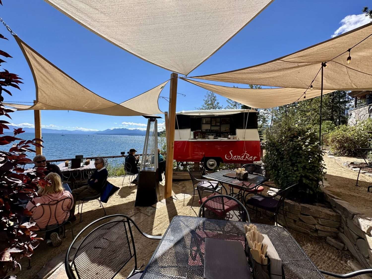 Christy Hill restaurant and sandbar lakeside dining trailer on Lake Tahoe
