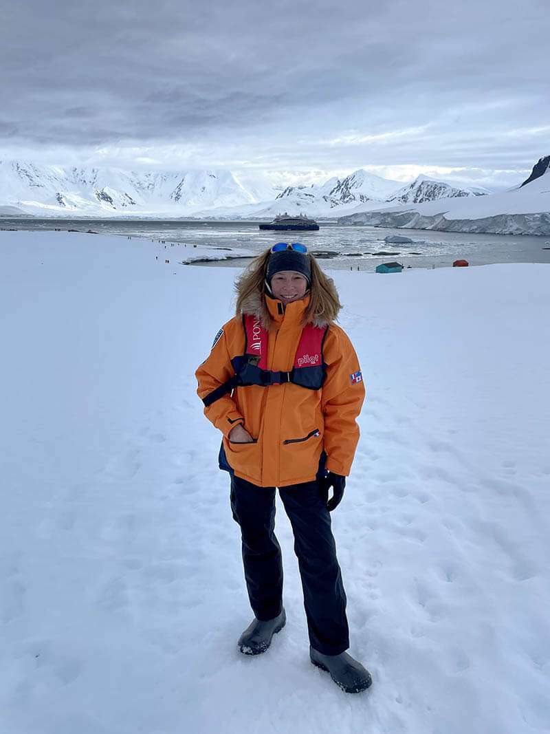 In antarctica wearing a heavy jacket