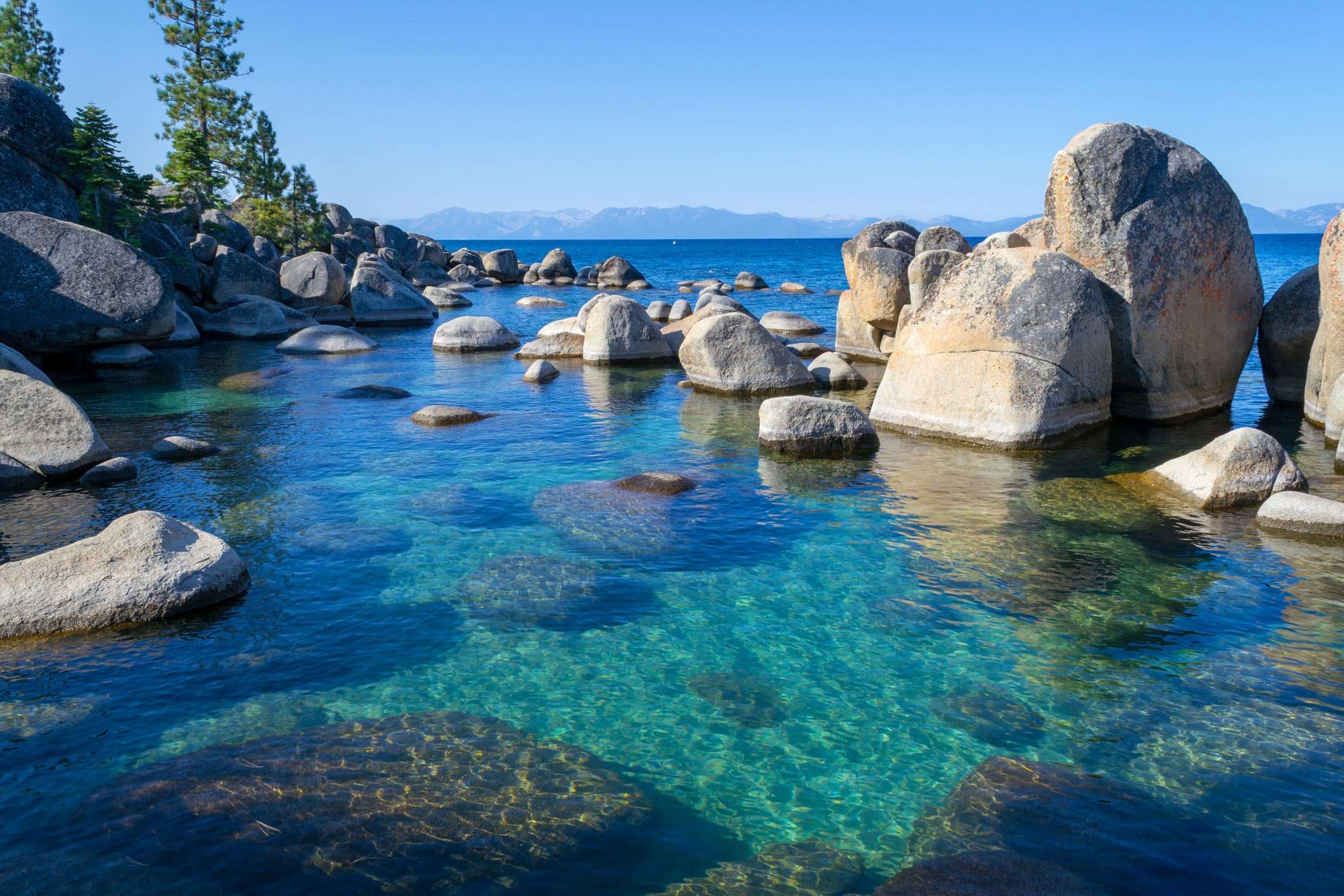 Sand Harbor Lake Tahoe is known for clear water and boulders