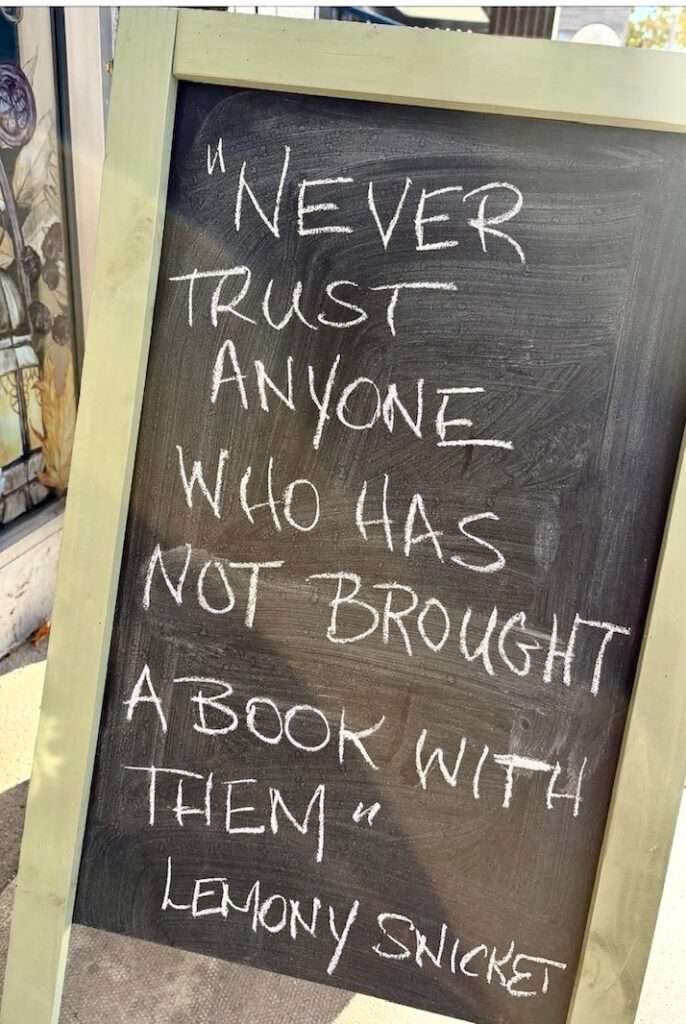 a sign at crocus books in gerrards cross, united kingdom