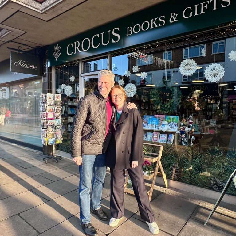 Nigel Miller and Jennifer Sherry, owners at Crocus Books in Gerrard's Cross, just outside of London
