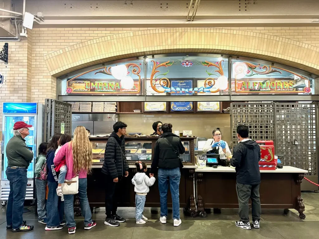 line up for empanadas at el portena in the ferry building