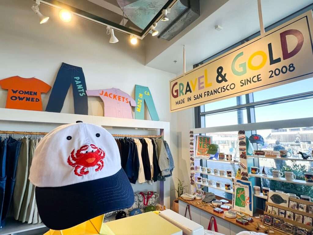 fog city flea trading post clothing corner with crab hat