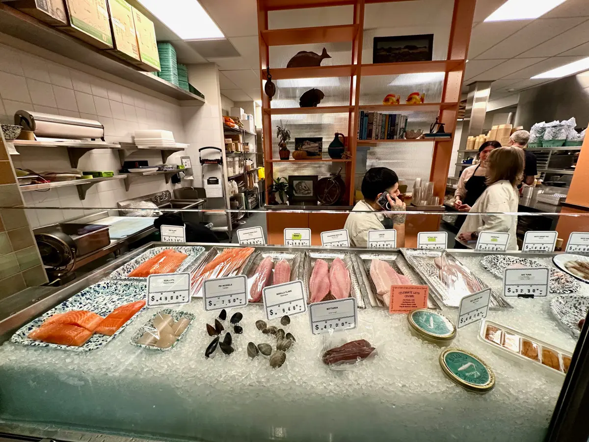 nopa fish fresh selection on ice inside the ferry building