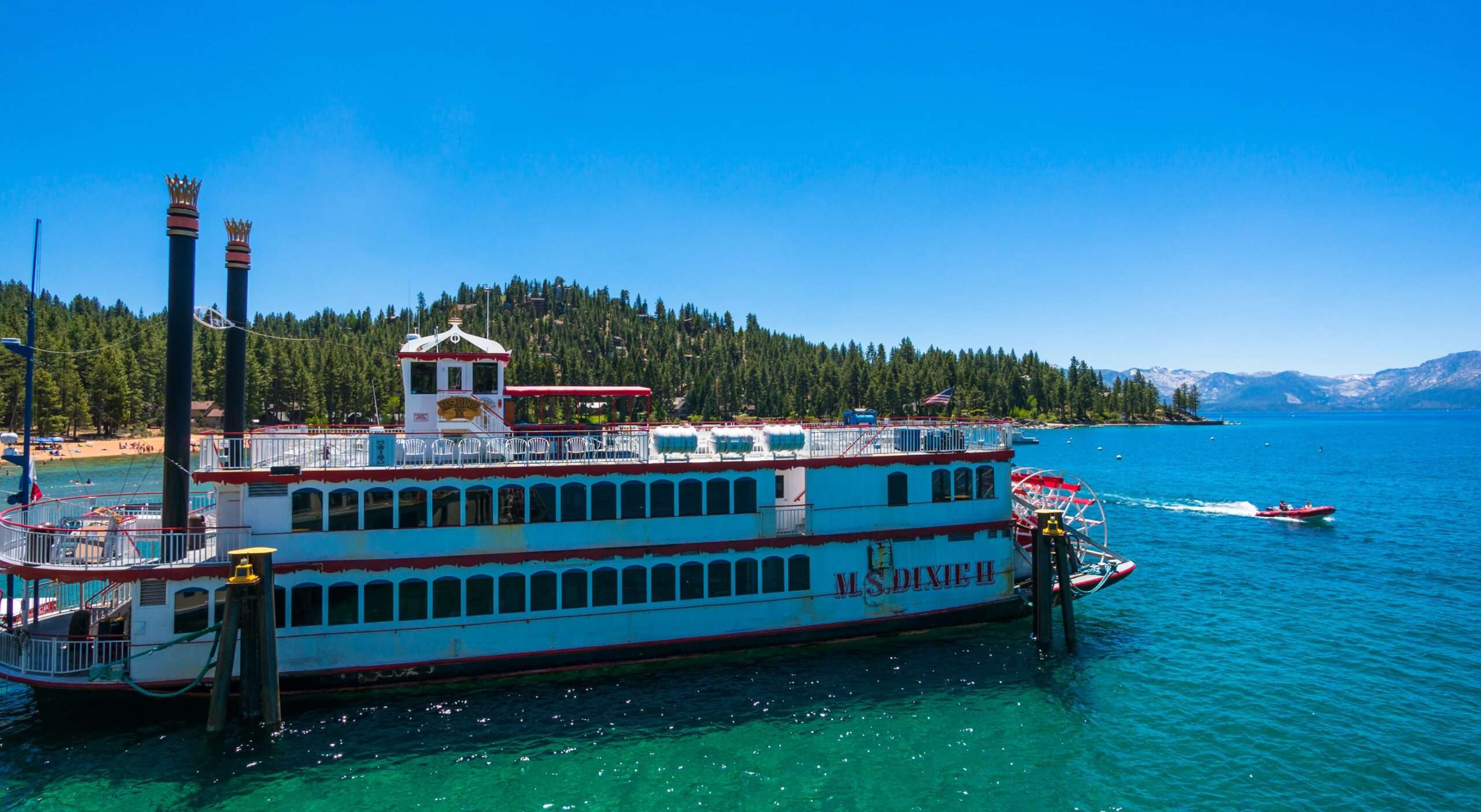 The M.S. Dixie Paddle Wheel Boat in Zephyr Cove on Lake Tahoe