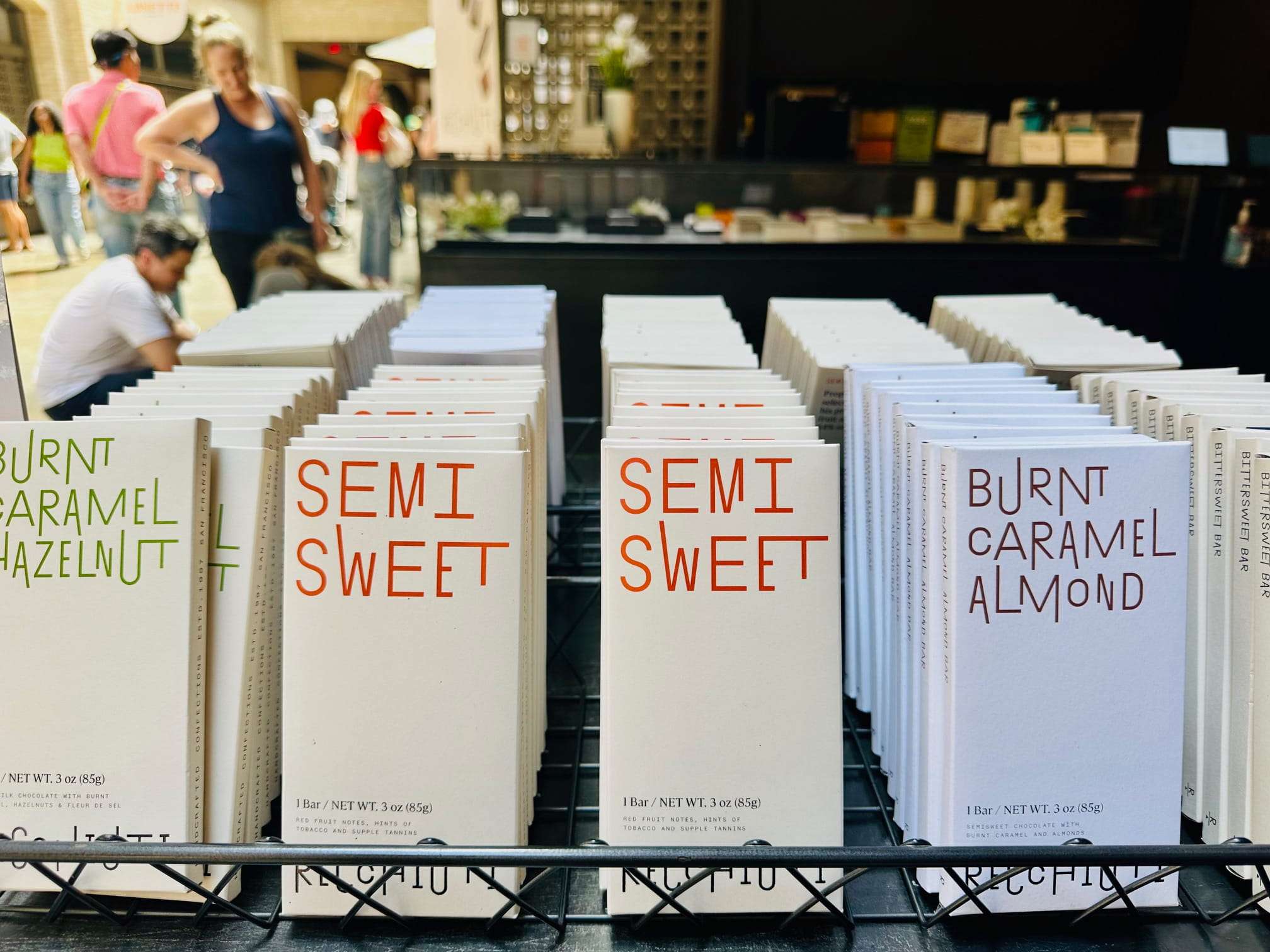 chocolate bars on display in the the ferry building in san francisco