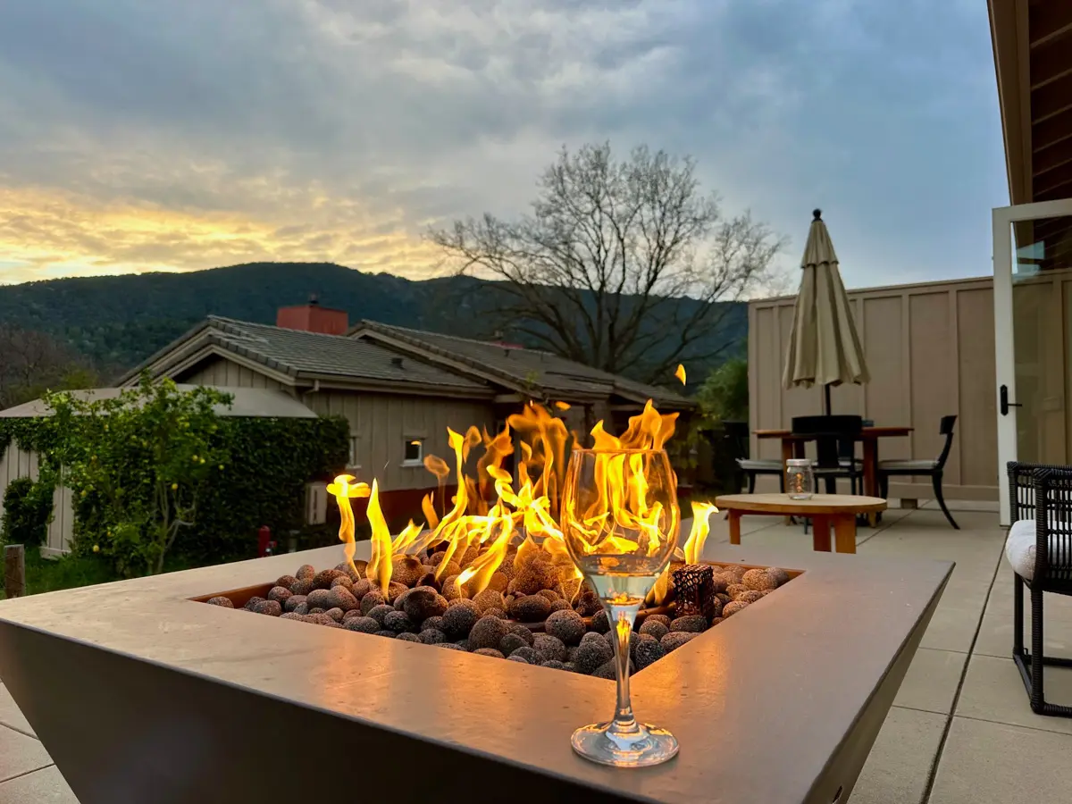 bernardus lodge and spa firepit on private patio, 10 miles from carmel-by-the-sea