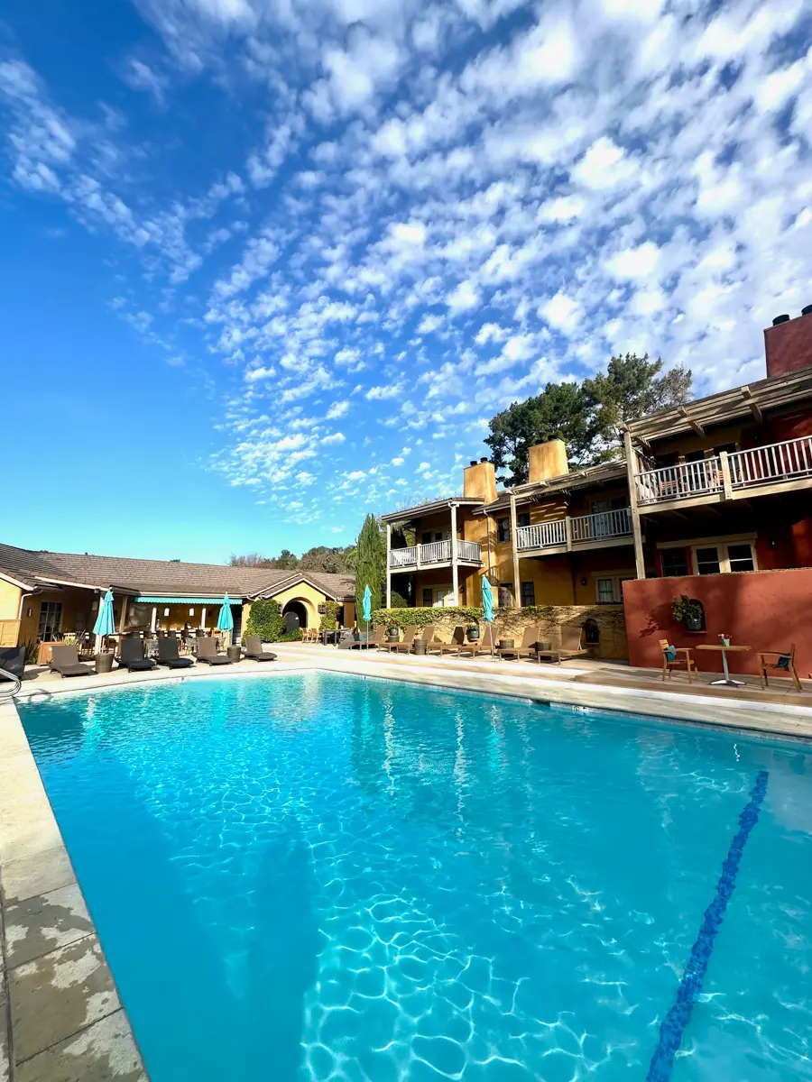 the pool at bernardus lodge in carmel with sky and clouds