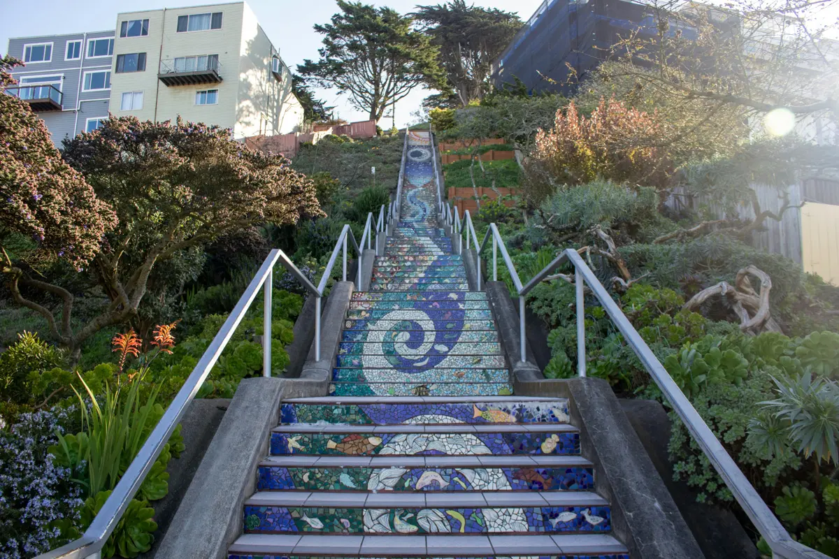 colorful tiled stairways