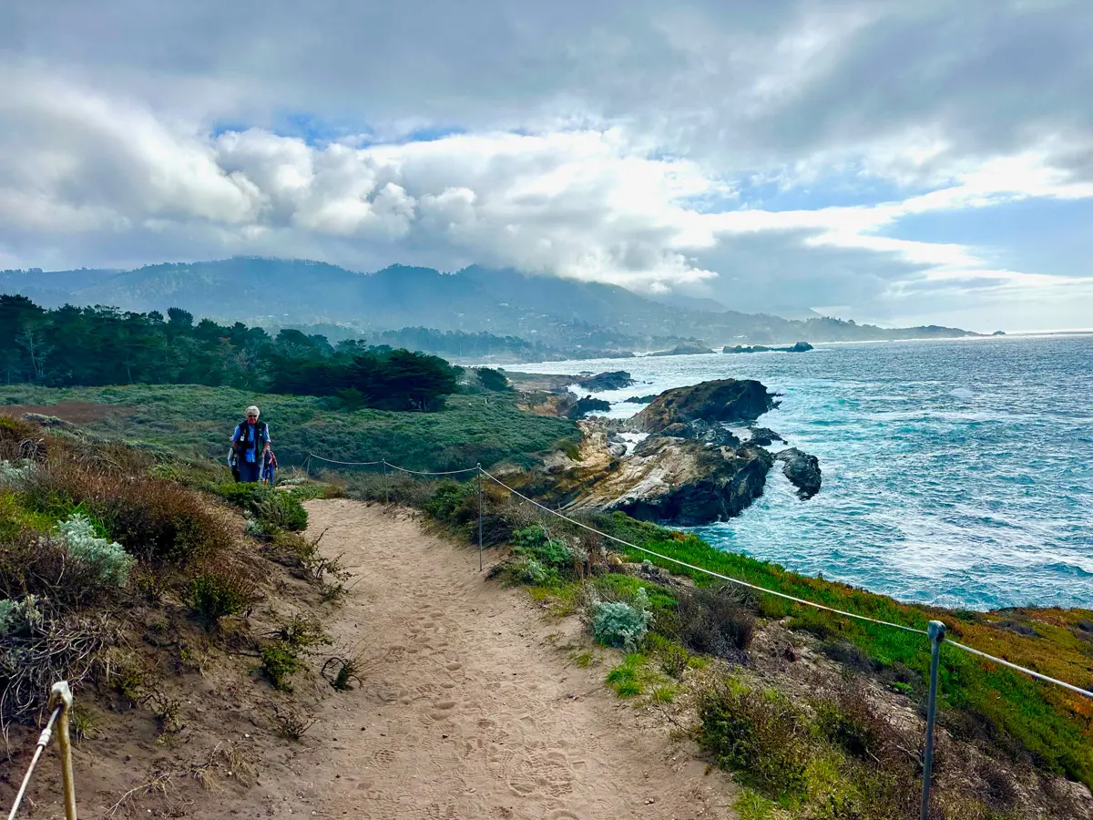 hiking trail at point lobos in carmel with views of the sea
