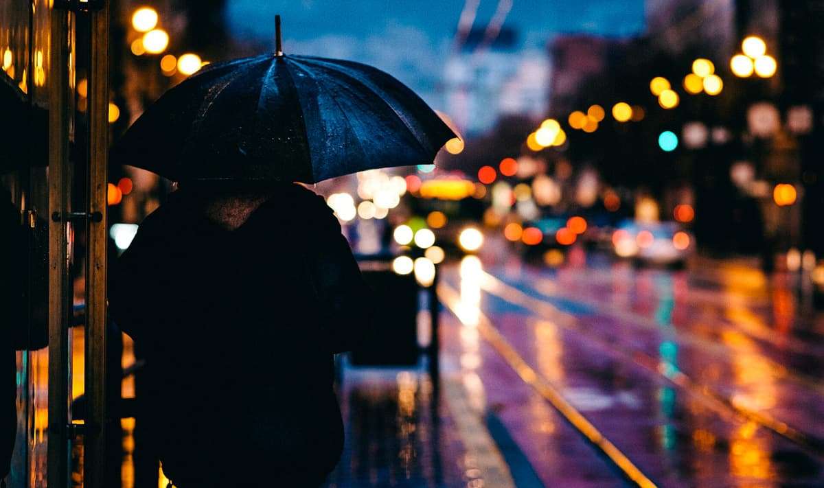 rain with city light reflections