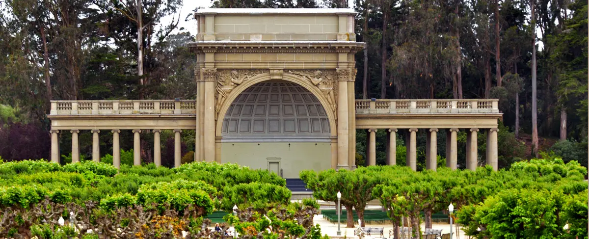 spreckles temple of music in golden gate park, also called the bandshell, hosts free concerts