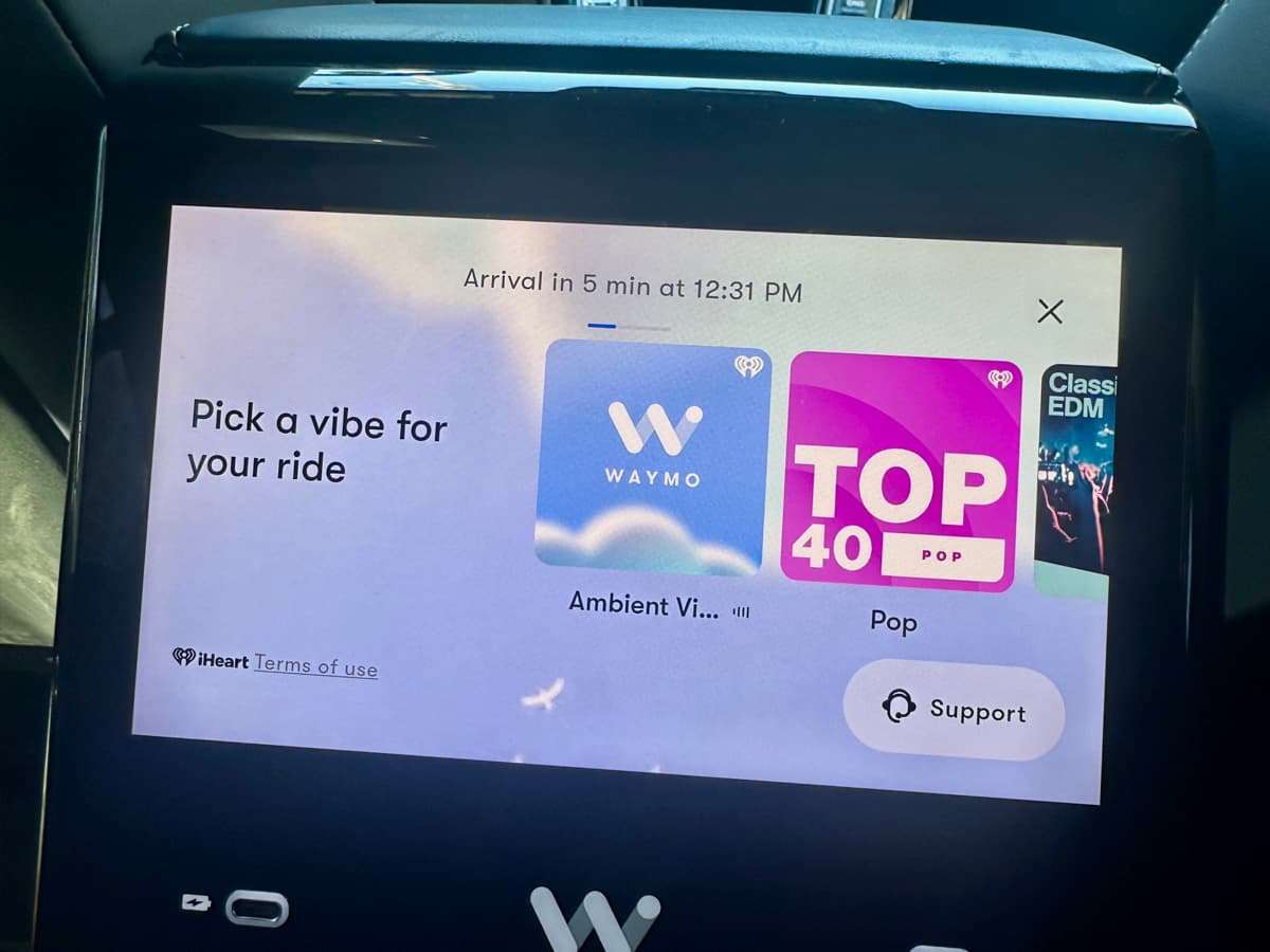 waymo music choice screen