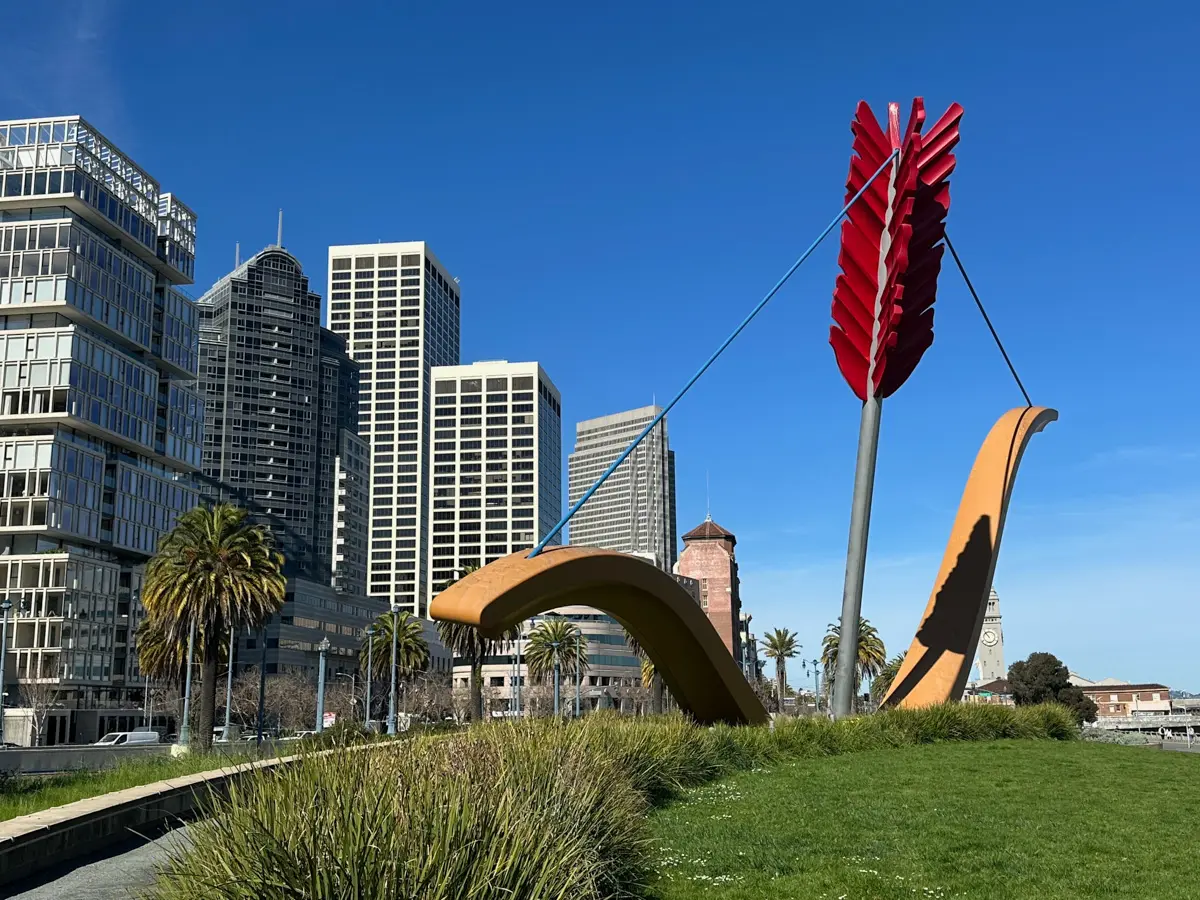 The Embarcadero in San Francisco with  public art and walking path for families