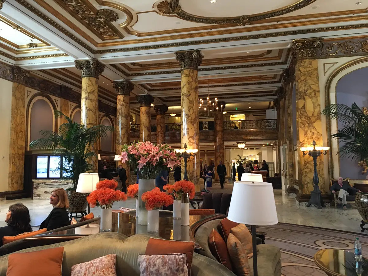 fairmont san francisco lobby with marble columns
