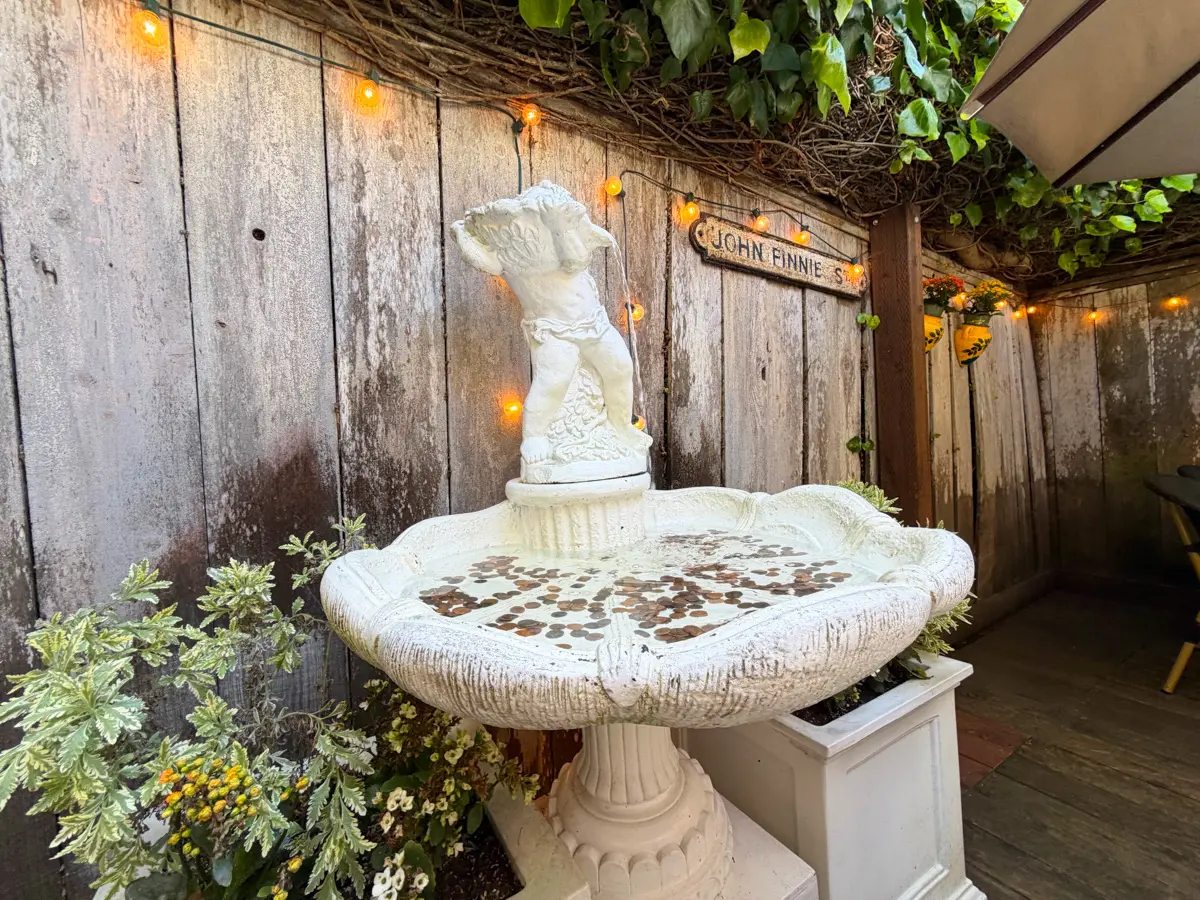 magic flute fountain in the patio out back on sacramento street in san francisco