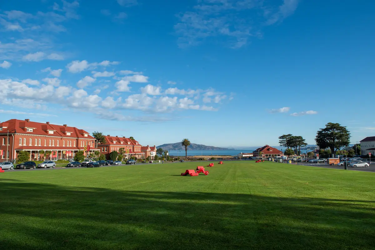 The presidio main post with wide lawns and views, ideal for families