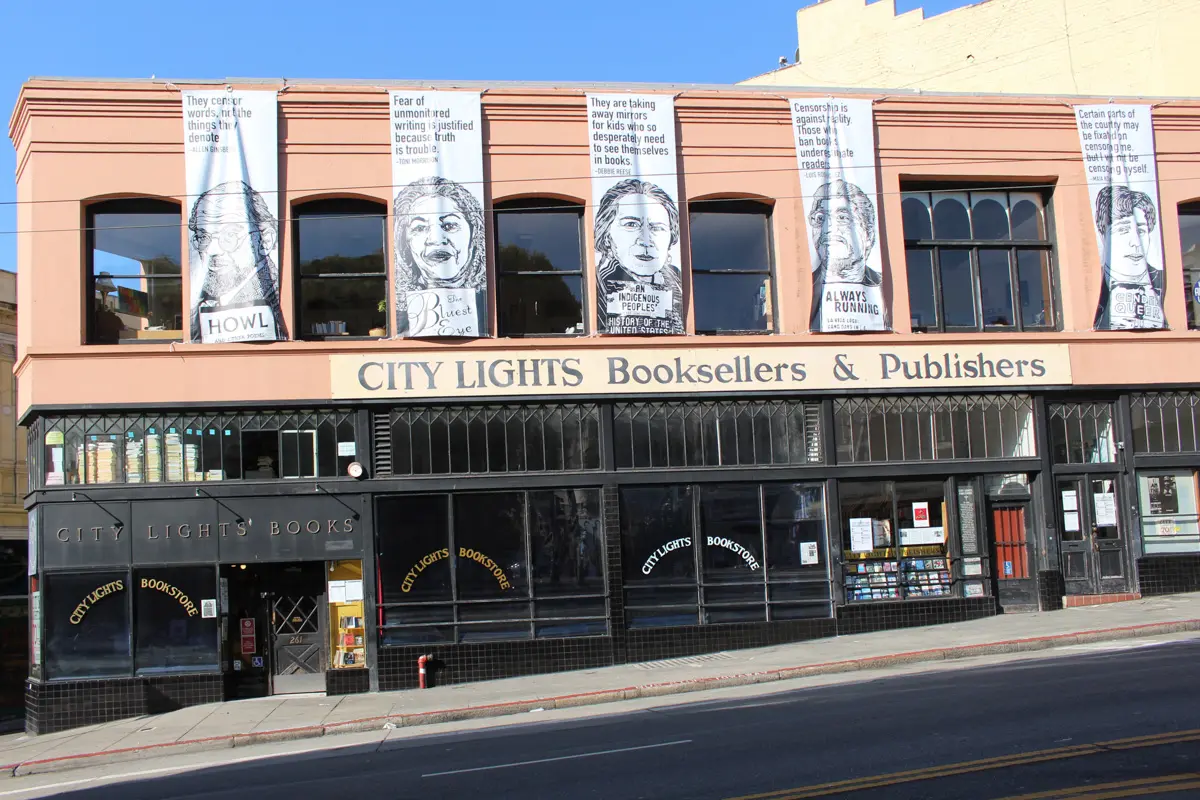 City lights bookstore in San Francisco on Columbus Avenue in North Beach is considered one of the best bookstores in san francisco