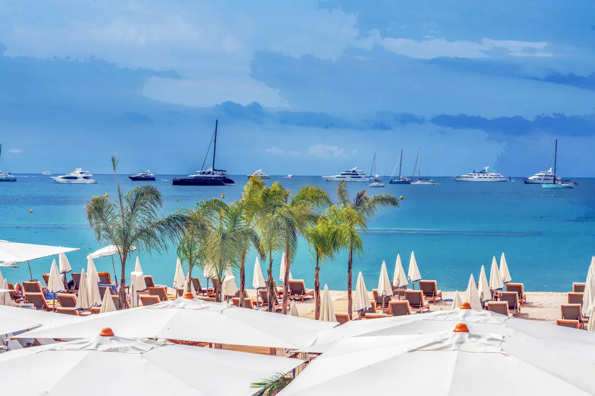 Cannes beach club on the French Riviera