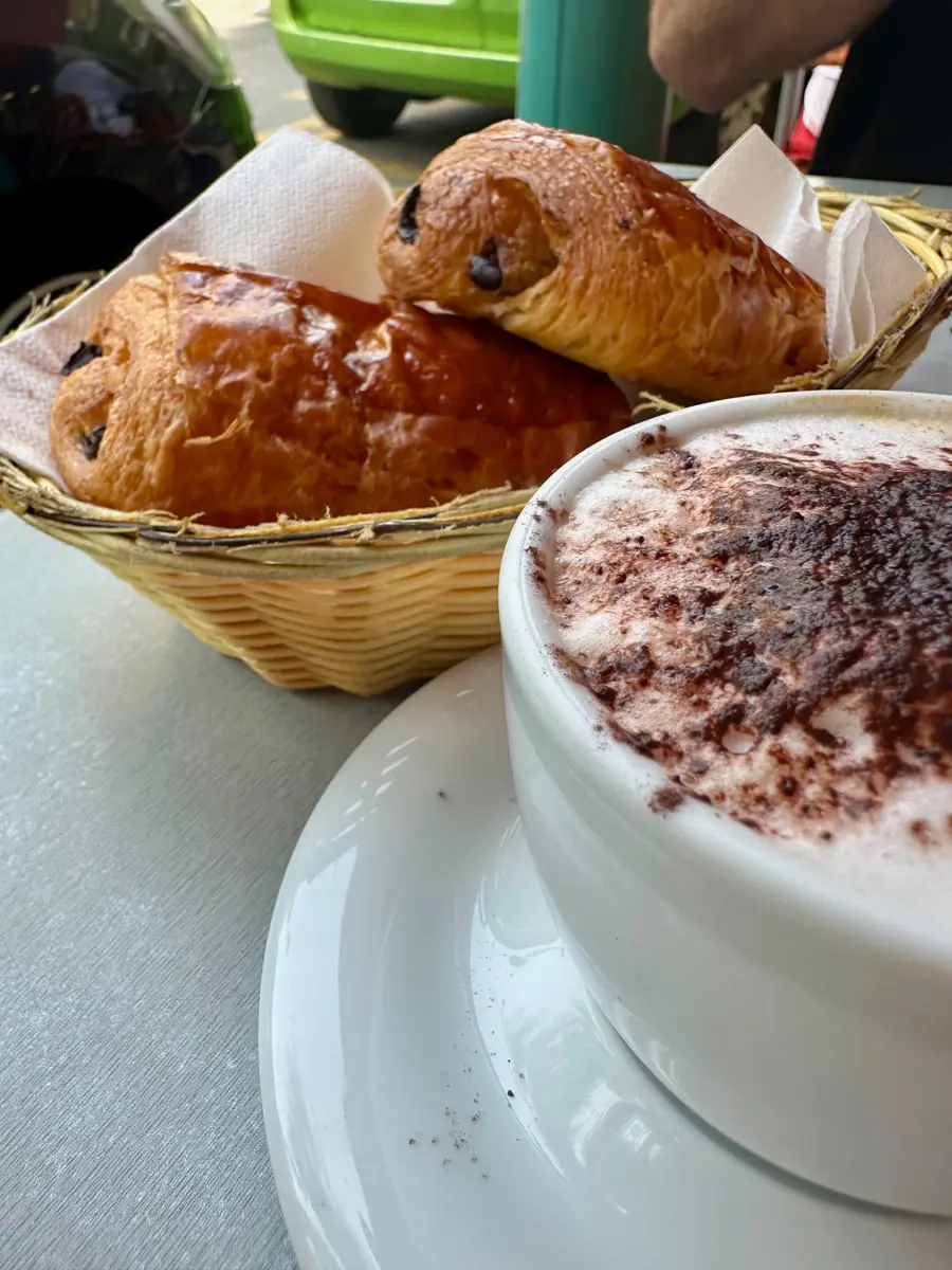 croissant and capuccino in menton on the french riviera