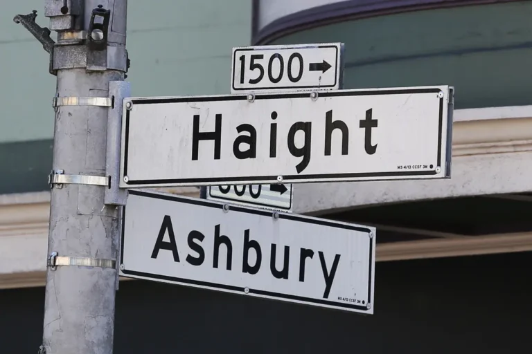 famous signs at the intersection of haight and ashbury streets in san francisco's haight-ashbury neighborhood