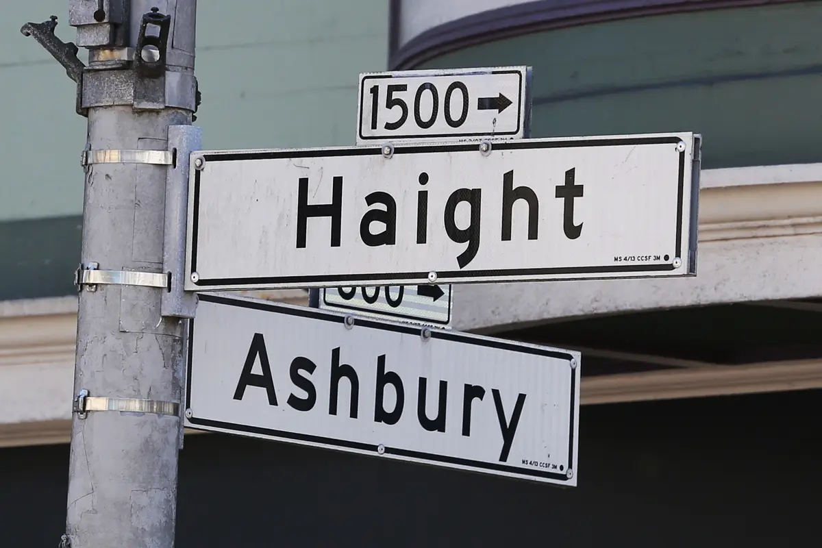 famous signs at the intersection of haight and ashbury streets in san francisco's haight-ashbury neighborhood