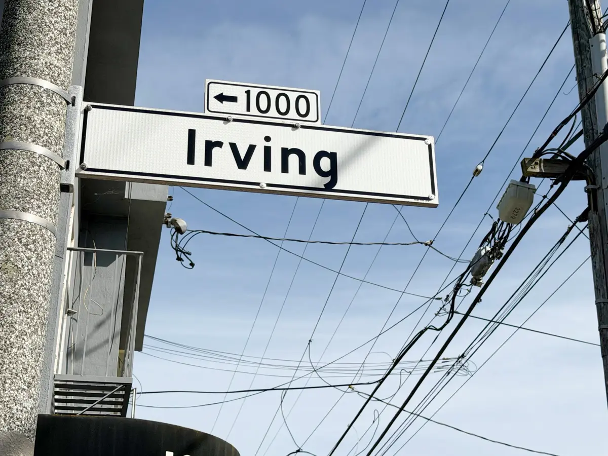 irving street sign in the inner sunset neighborhood of san francisco