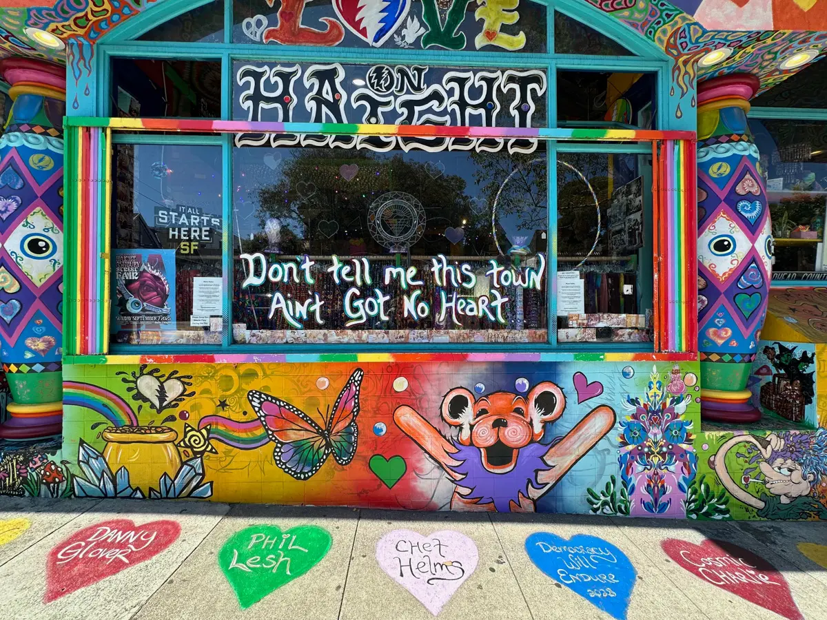 love on haight shop in the haight ashbury san francisco with hearts on the sidewalk