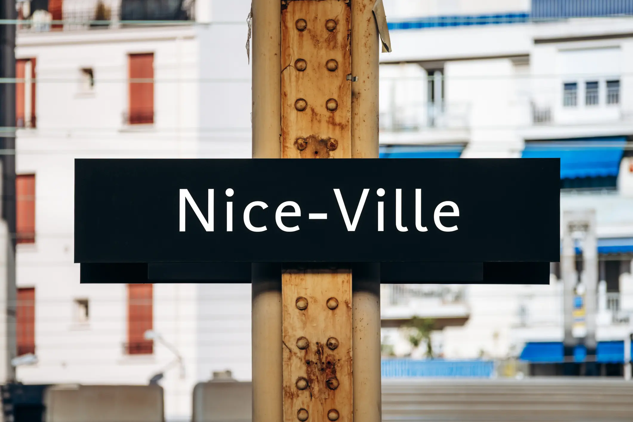 Nice Ville Train Station sign on the french riviera
