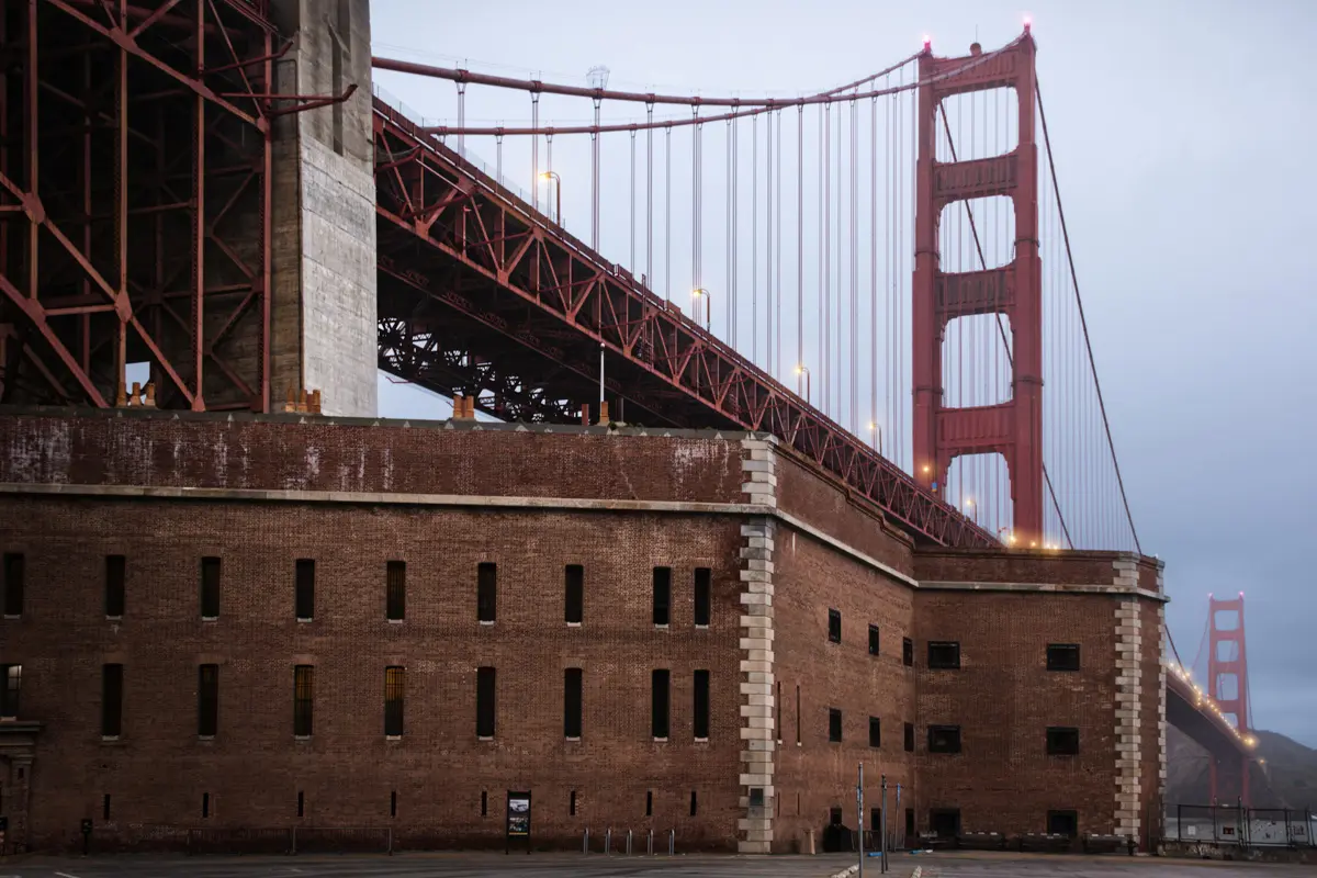 Fort Point in the presidio of san francisco beneath the golden gate bridge