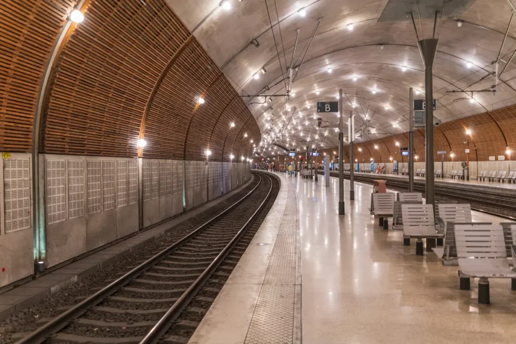 the inside of the sparkling clean monaco train station