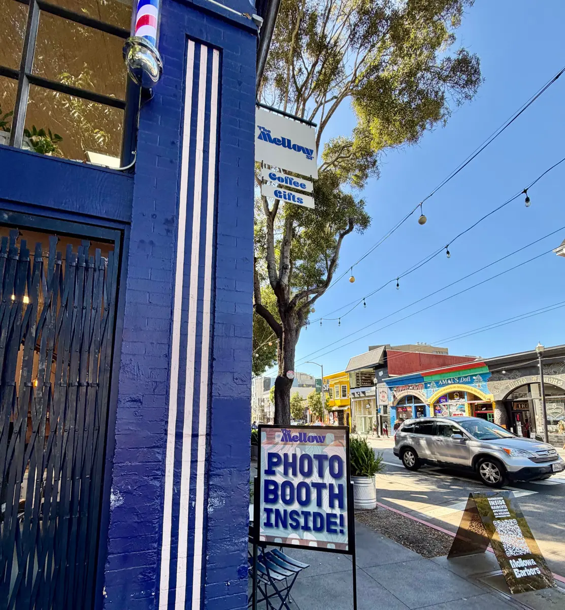 the mellow cafe with photo booth sigh on haight street in san francisco's haight ashbury neighbrhood
