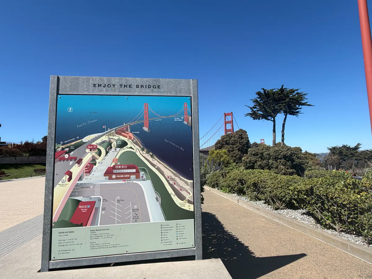 golden gate bridge welcome center map and walk