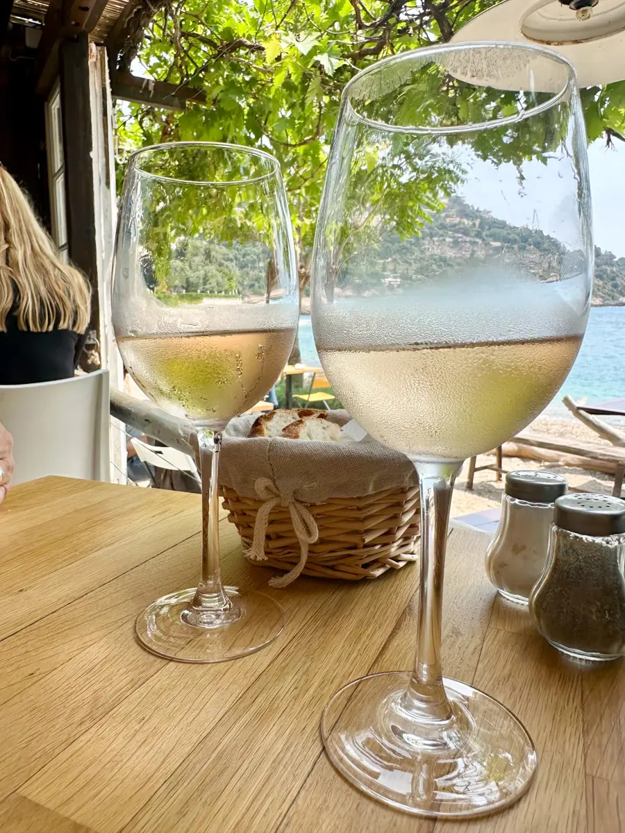 rose wine on the beach on the french riviera