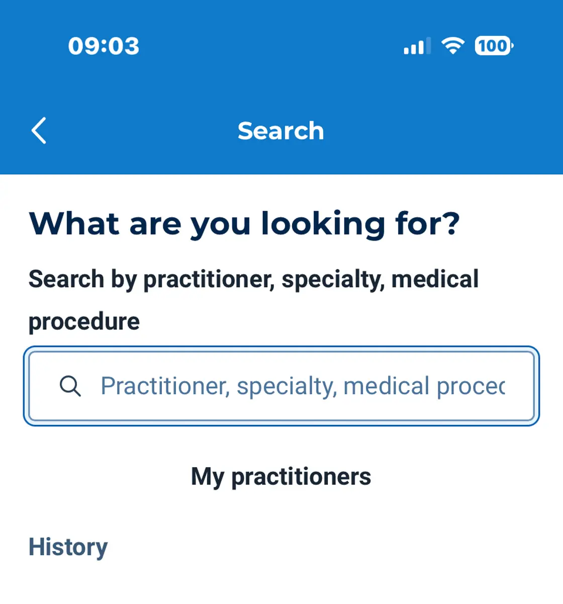 Doctolib app search screen