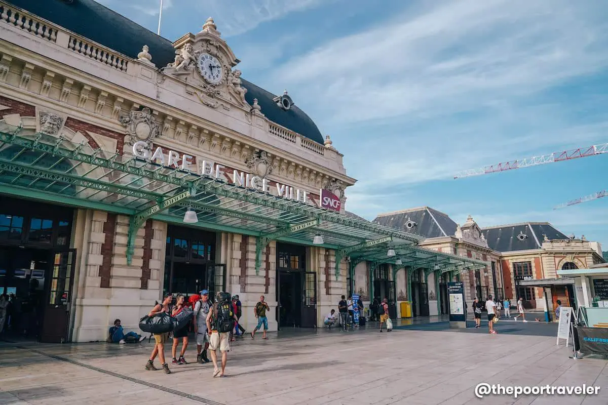 the front of nice train station on the french riviera