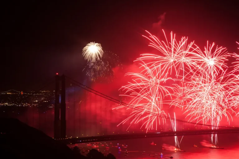 fireworks over the golden gate bridge
