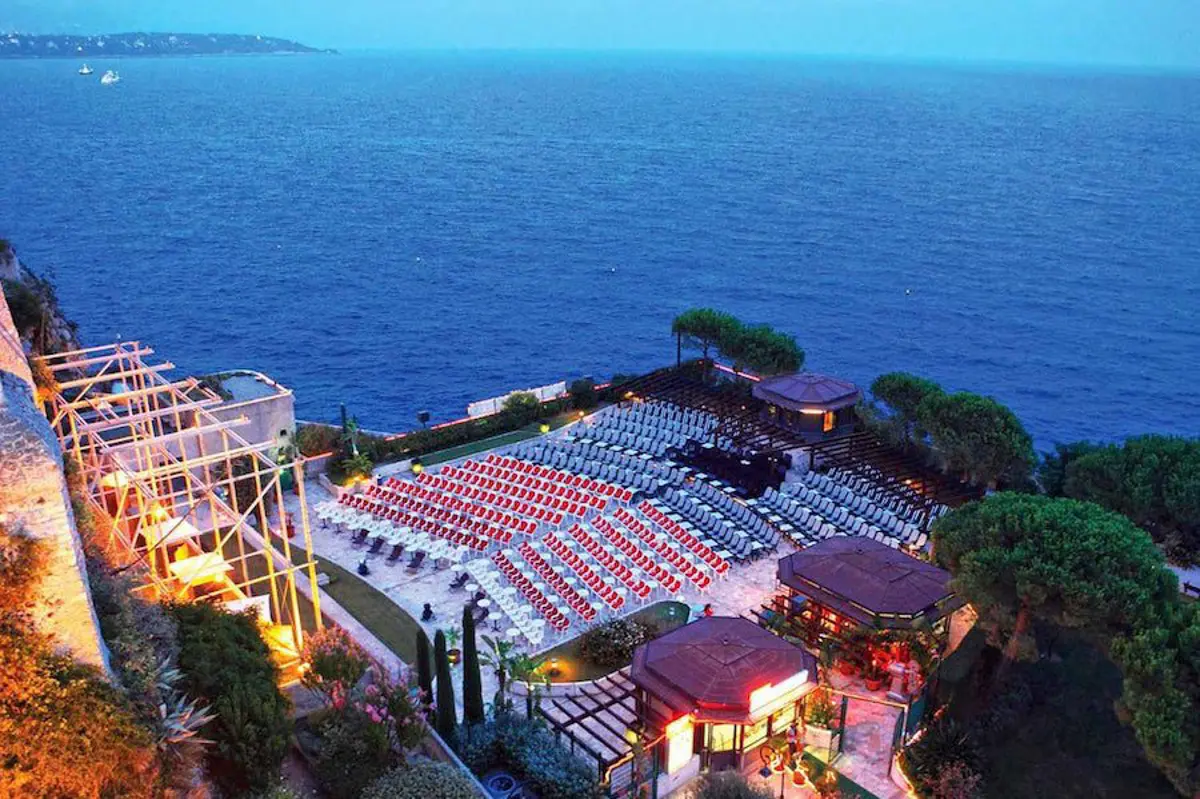 monaco open air cinema on the mediterranean sea