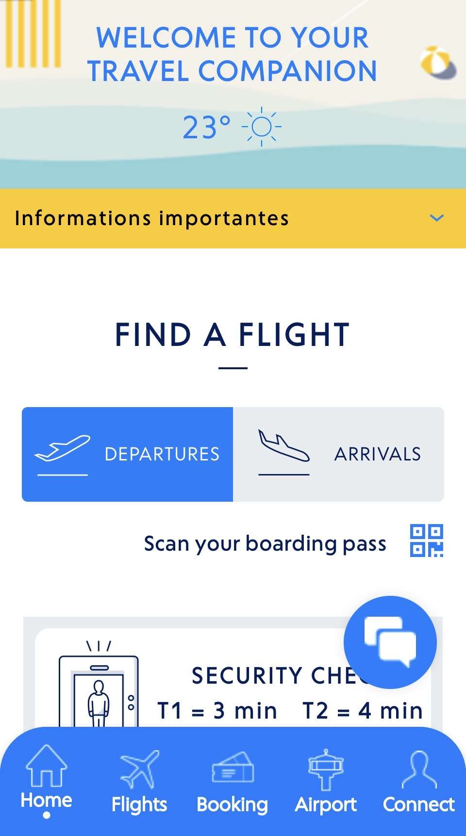 nice airport app home page