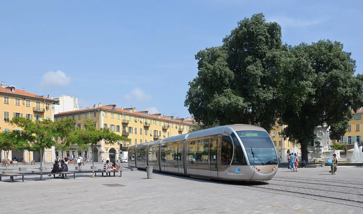 tram in nice, france on french riviera