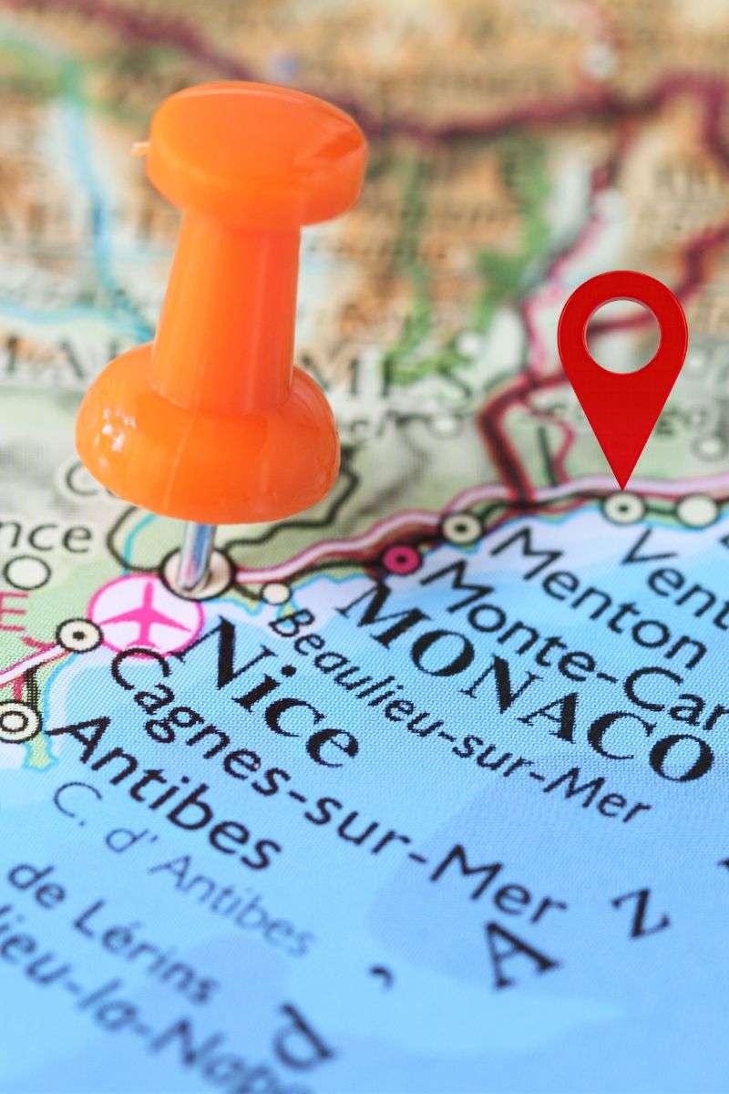 pin in map on french riviera 