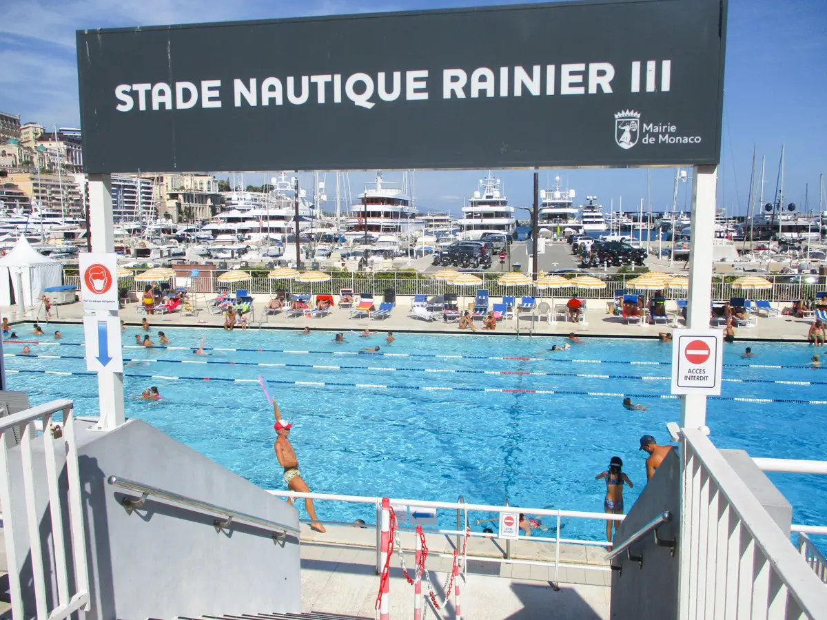 swimming at the port in monaco