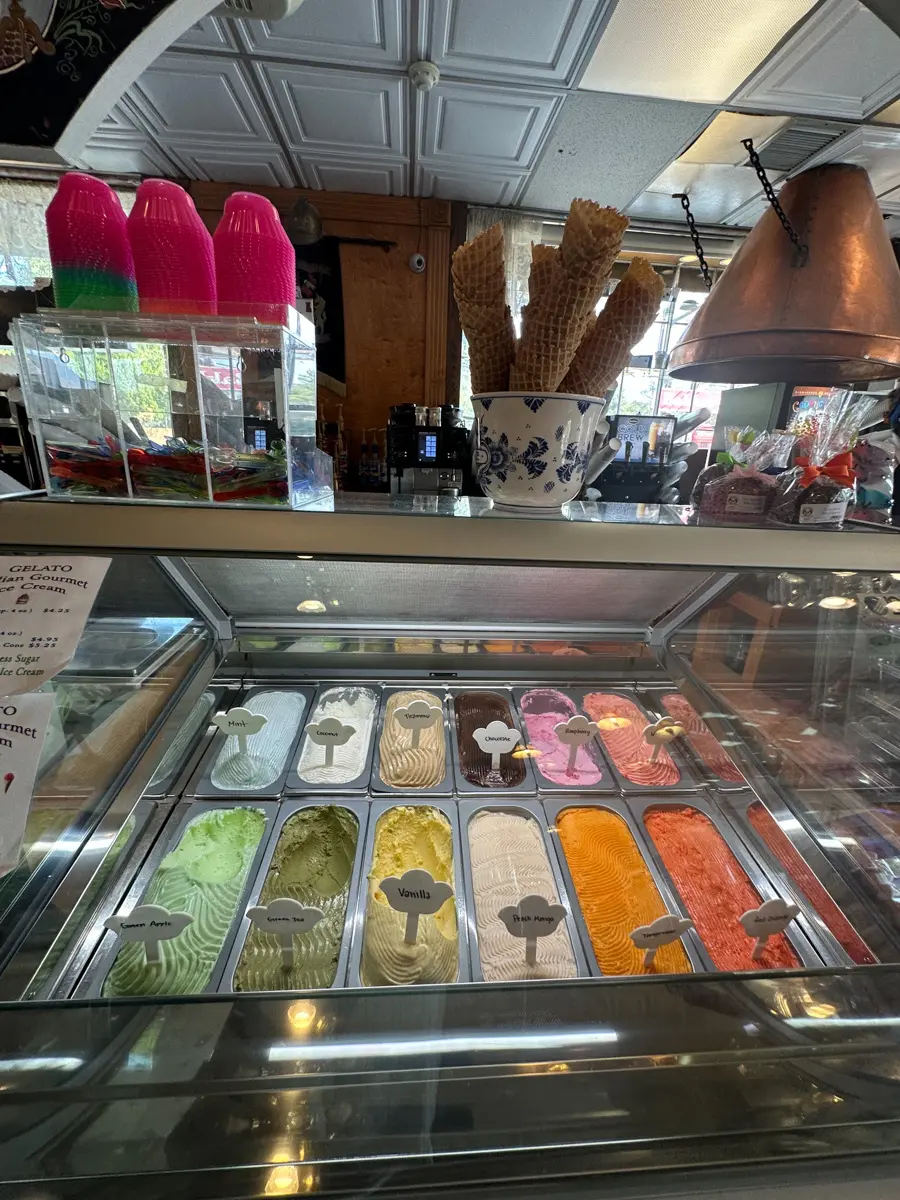 gelato flavors in a case in north beach
