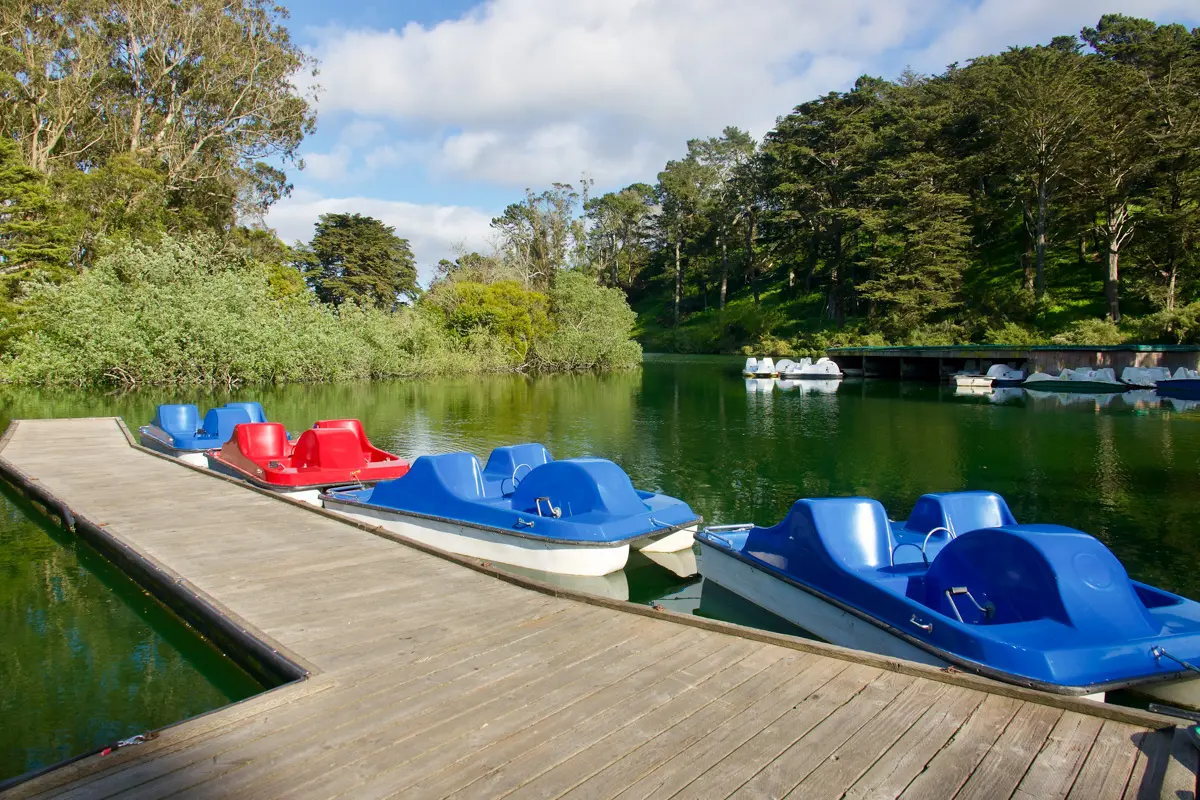 pedal boats in golden gate park at blue heron lake